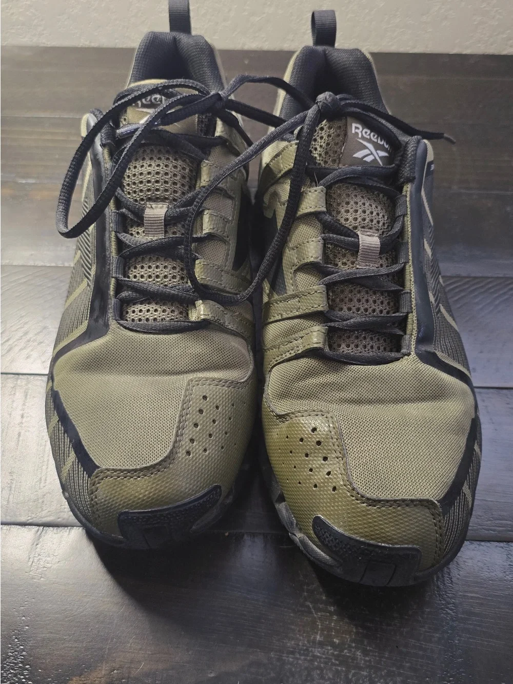 Reebok Olive Green and Black Men’s Athletic Lace-Up Sneakers